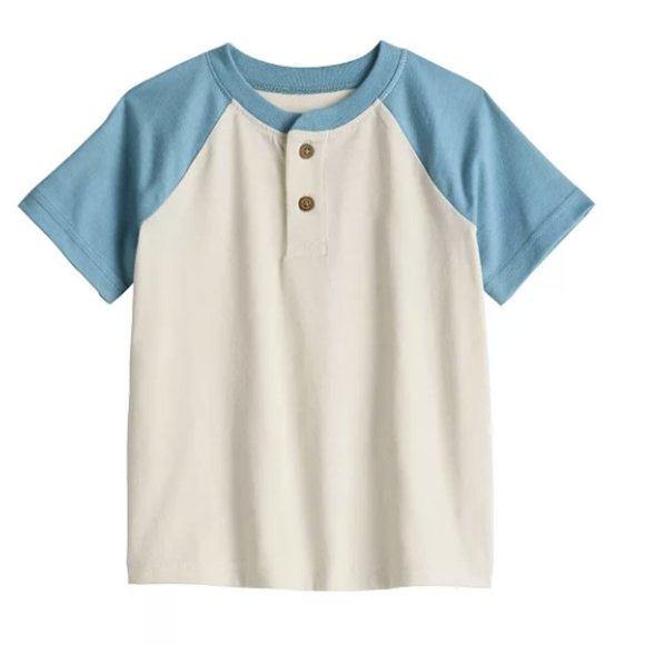 JUMPING BEANS SHORT SLEEVE RAGLAN HENLEY TEE SIZE 12M #K58 - Picture 1 of 2